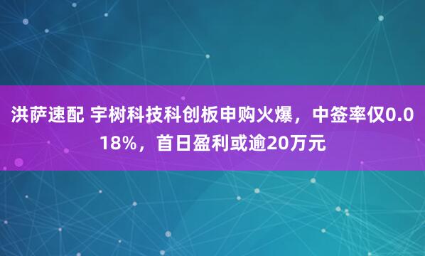 洪萨速配 宇树科技科创板申购火爆，中签率仅0.018%，首日盈利或逾20万元
